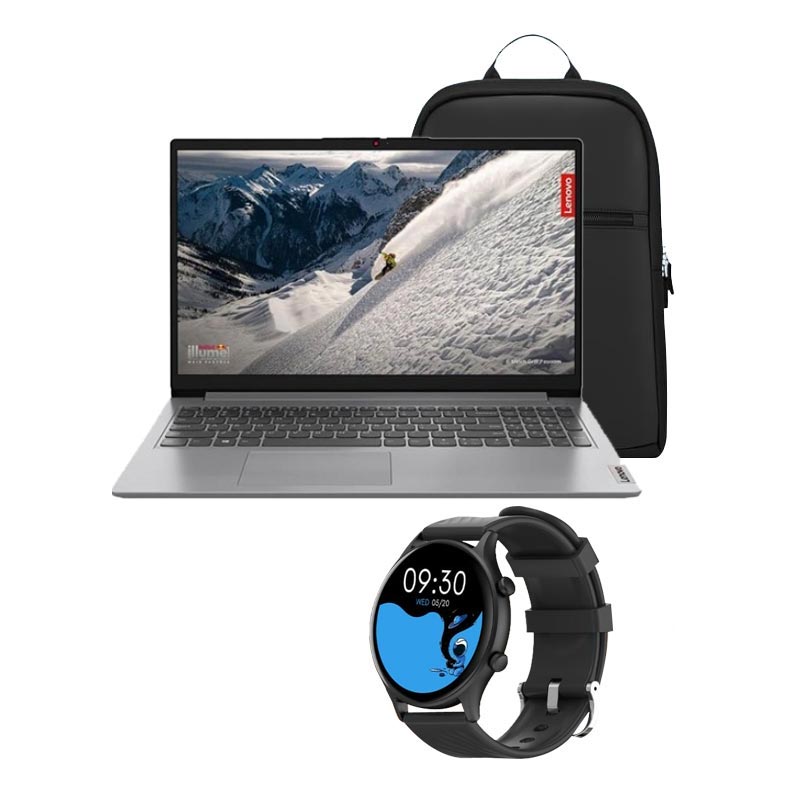 Picture of Lenovo IdeaPad Slim 1 Gen 7 - AMD Ryzen 5 5500U 15.6" 82R400BGIN Thin & Light Laptop (8GB/ 512GB SSD/ Full HD Display/ Windows 11 Home/ MS Office/ 1 Year Warranty/ Cloud Grey/ 1.65Kg)  Smart Watch+ Laptop Bag